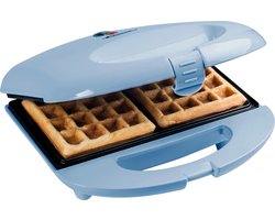 Bestron Wafelijzer - ASW401B - 700W - 2 wafels - Anti aanbaklaag - Blauw - 5 jaar garantie