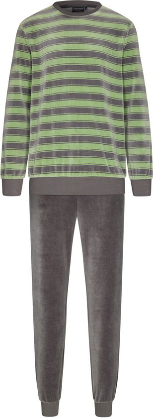 Gestreepte velours heren pyjama Pastunette - Groen - Maat - XL