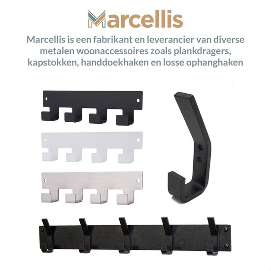 Marcellis - Support d'étagère industriel XL - 30cm - type 4 - noir mat - acier - métal - lot de 2 pièces - incl. Matériel de montage DOUBLE pour choix de couleur + embout de vis de marque A