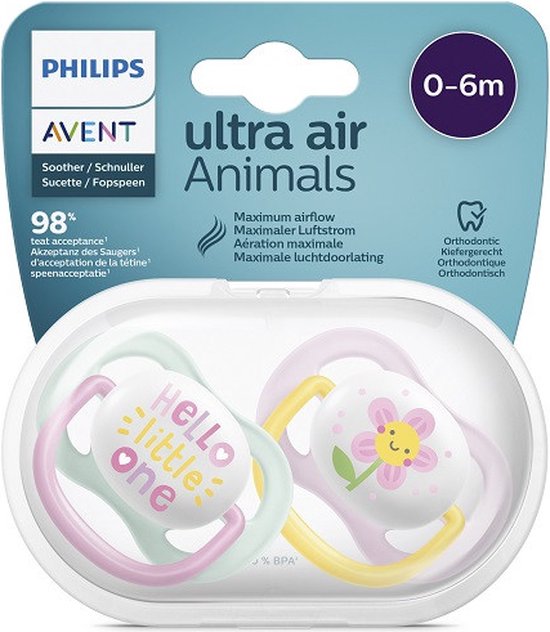 Philips Avent - Hello Little One - Ultra Air Fopspeen - 0/6 mnd - 2 stuks
