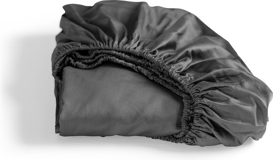 Dimanches de Cinderella - Hoeslaken (jusqu'à 35 cm) - Satin - 90x210 cm - Anthracite