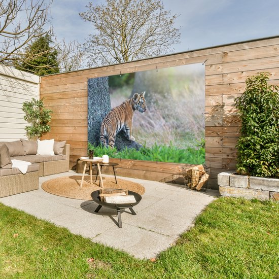 Décoration murale Tigre en forêt - 180x120 cm - Poster jardin - Toile jardin - Poster extérieur