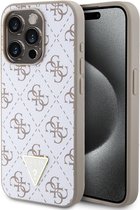 Guess 4G Triangle Logo Back Case - Geschikt voor Apple iPhone 15 Pro (6.1") - Wit