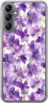 Casimoda® hoesje - Geschikt voor Samsung Galaxy A14 5G - Floral Violet - 2-in-1 case - Schokbestendig - Bloemen - Verhoogde randen - Paars, Transparant