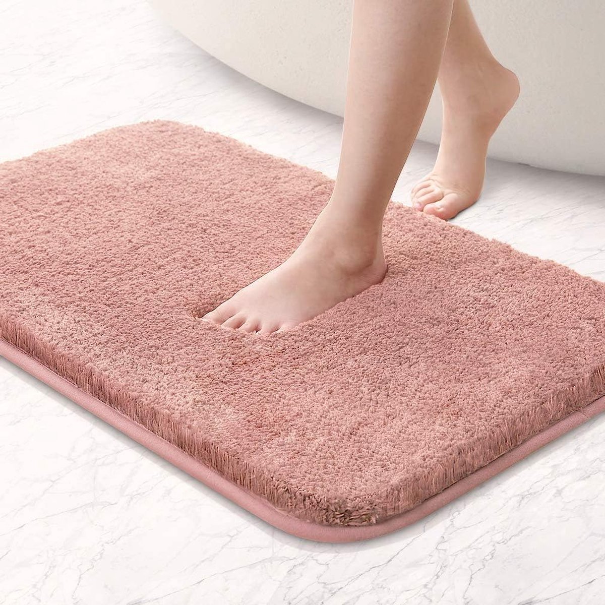 Extra dikke waterabsorberende badmat microvezel badmat antislip machinewasbaar dikke pluche tapijten (Pink 40x60 cm)