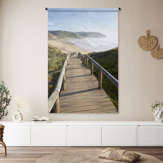 Tapisserie - Tissu mural - Mer - Plage - Escalier - 120x180 cm - Tapisserie