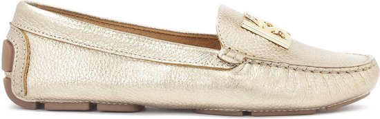 Gold moccasins on a comfortable sole