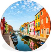 WallCircle - Wandcirkel ⌀ 140 - Italië - Huizen - Kleuren - Ronde schilderijen woonkamer - Wandbord rond - Muurdecoratie cirkel - Kamer decoratie binnen - Wanddecoratie muurcirkel - Woonaccessoires