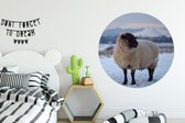 WallCircle - Cercle mural - Cercle mural intérieur - Mouton - Neige - Berg - 120x120 cm - Décoration murale - Peintures ronds XXL