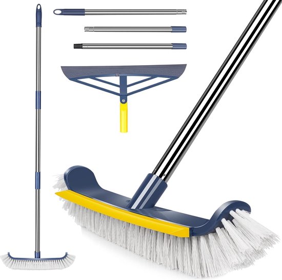 Blendura Rugborstel, douche met lange steel, doucheborstel, rugschrobber, nat en droog lichaamsborstel, massageborstel, 43 cm lang houten handvat, Houtkleur, badebürste mit langem stiel, rugborstel