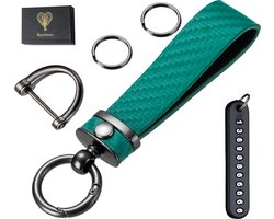 Luxe Leren & Metaal Sleutelhanger voor Volwassenen - Auto Sleutelhouder - Keychain met Karabijnhaak, Musketonhaak en Sleutelringen - Autosleutel voor Vrouwen, Mannen, Dames - Karabijnsluiting Sleutel hanger - Auto Accessoires -In Cadeau/Geschenk Doos