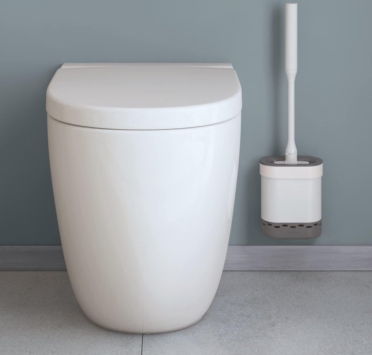 Cleany WC-borstel plat, flexibel, wit, 47 x 12,8 x 7,4 cm