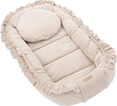 Babynestje - GLAMOUR - Babynest SET met kussen - VELVET - Beige