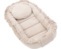 Babynestje - GLAMOUR - Babynest SET met kussen - VELVET - Beige