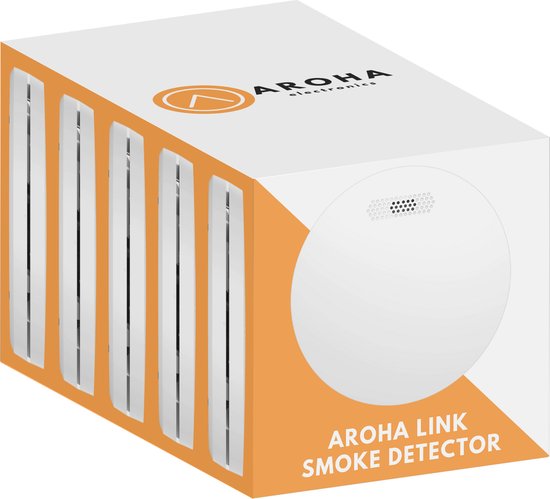 Doos Aroha Link rookmelders met vijf witte melders aan de zijkant.