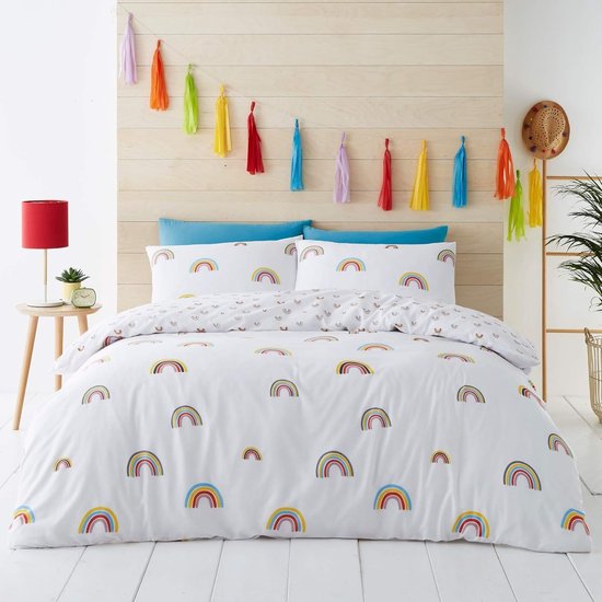 Regenboog dekbedovertrek - blended katoen - Rainbow dekbed lits-jumeaux - geschikt voor 240 x 200/220 cm - 2 kussenslopen