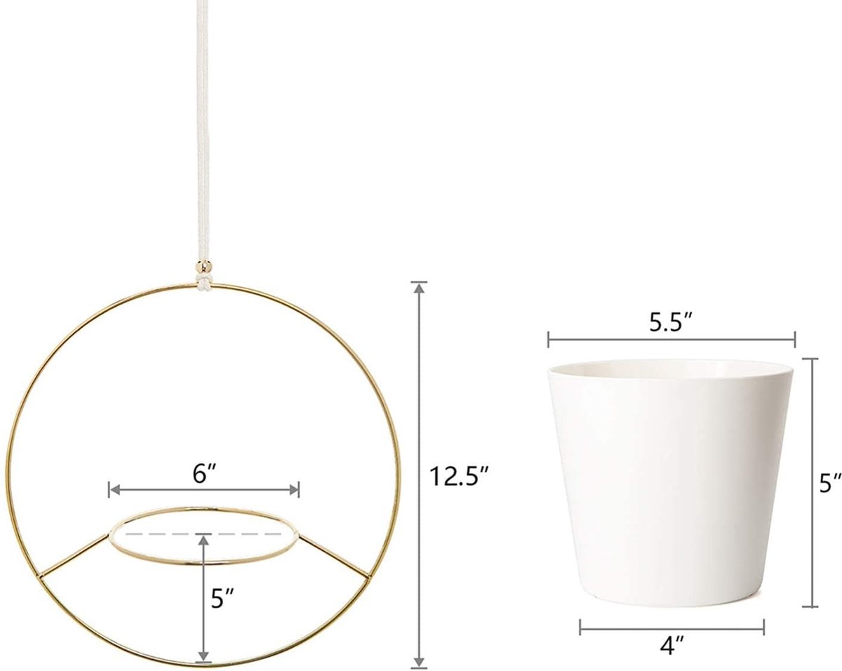 Belle Vous Keramische Hangende Plantenbak met 4 Potten - Bungelende Vetplant Bloembak - Veelkleurige Plantenhouders met Jute Touw - Perfect Voor Binnen en Buiten, Woning, Kantoor en Tuindecoratie