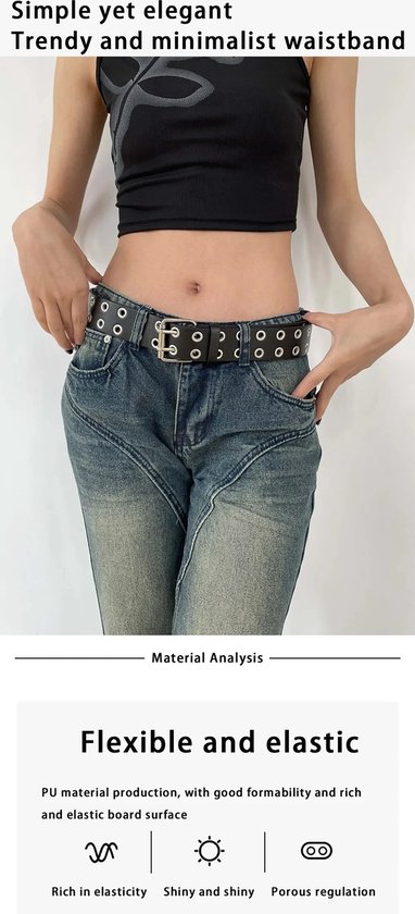 WERFORU Leren Riem met Klinknagels, Punk Rock Metalen Riem voor Dames en Heren, Punk Gothische Leren Riem voor Jeansbroeken, A-zwart, Für Taillengröße 68-80cm