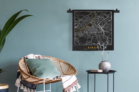 Tapisserie murale - Tissu mural - Lille - Plan - Plan de ville - France - Carte - 60x60 cm - Tapisserie murale
