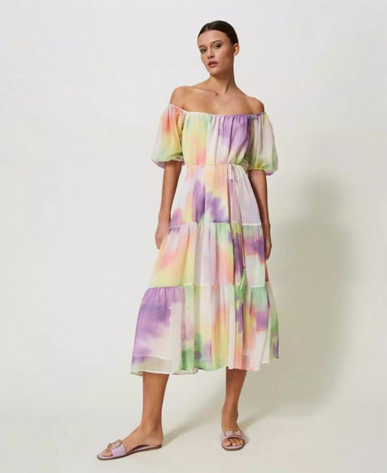 Twinset Midi-jurk met tie-dye-effect multi XS