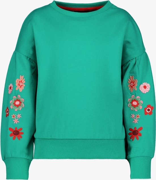 TwoDay meisjes sweater groen met bloemen - Maat 92
