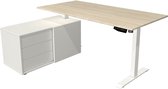 Kerkmann - Zit sta bureau Move-1 160x80cm naturel met witte poten en archiefkast