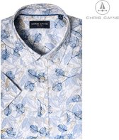 Chris Cayne heren overhemd - blouse heren - 1215 - wit/blauw print - korte mouwen - maat 3XL