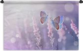 Wandkleed - Wanddoek - Vlinder - Lavendel - Bloemen - Paars - 180x120 cm - Wandtapijt