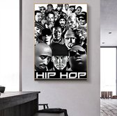 Allernieuwste.nl® Canvas Schilderij Zwart/Wit Hip Hop Legends 2PAC, Dr Dre, Snoop Dogg, Emenim, Biggie, Tupac, Ice Cube - Muziek old school - Poster - 50 x 70 cm - Zwart/Wit