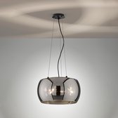 Fischer & Honsel - Hanglamp Dima - 3x E27 max. 25 W (zonder verlichtingsmiddel) - Zwarte Zandgronde Metaal met Smoke Glas
