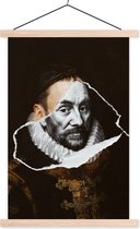 Posterhanger incl. Poster 40x60 cm - Schoolplaat - Willem van Oranje - Adriaen Thomasz - Zwart - Wit - Textielposter - Blanke latten