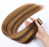 Extensions de cheveux à Tape 22 pouces / 55 cm| Balayage couleur 4/27/4 / Blond châtain| Extensions de cheveux 100 % humains Remy.| Lisse |