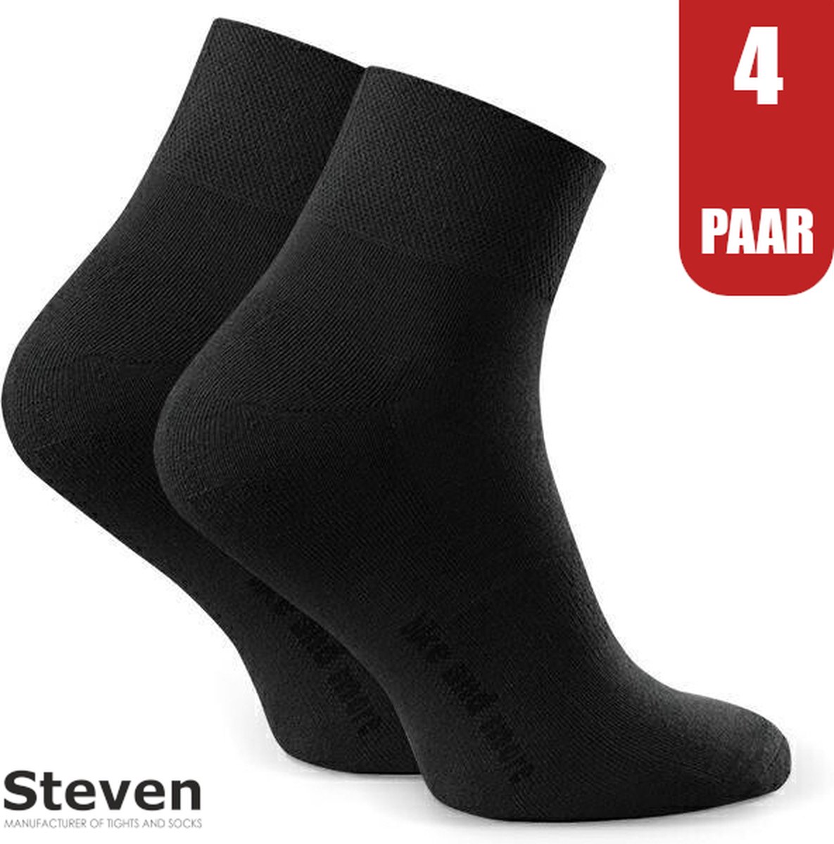 STEVEN Sport - Dames Sportsokken - Multipack 4 Paar - Maat 35-37 - Grafiet Grijs - Semi-Badstof - Anti Blaren - Ademend - Zweetabsorberend - Hardlopen Fitness Fietsen- Made in EU