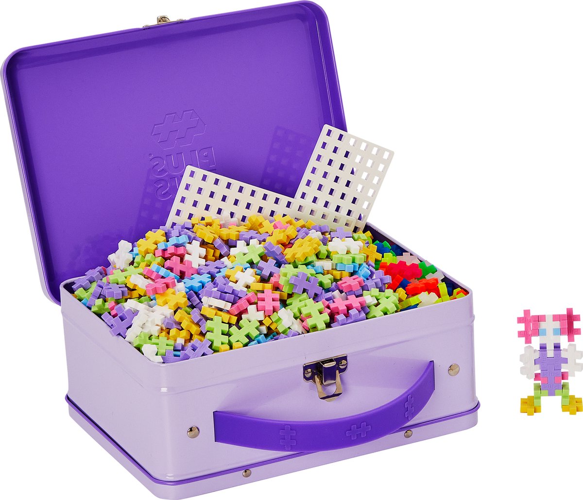 Plus-Plus Basic Reiskoffer pastel 600 delige bouwset Pastel Lila paars - 7003 - Bouwspeelgoed - Constructiespeelgoed - Set met bouwstenen - Vanaf 5 jaar — afbeelding 2