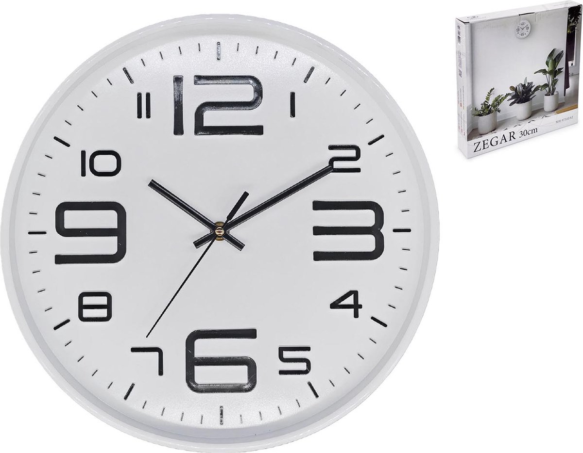 Meyerhoff Analoge Wandklok – Wit 30 cm – Stille Kwarts Klok – Modern Design – Goed Leesbaar – Ideaal als Cadeau