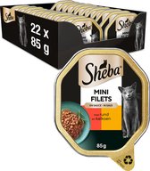 Sheba Kattenvoer Mini Filets - Adult - Natvoer - Rund en Kalkoen in Saus - kuipjes 22 x 85g