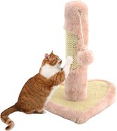 Krabpaal, kattenboom met platform van pluche, krabpaal met sisal, krabzuil, kattenkrabpaal, geschikt voor kleine tot middelgrote katten
