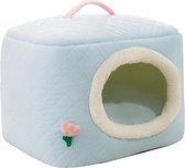 Kattenhuisje, warm en gezellig pluche katteniglo, wasbaar hondenbed met afneembaar kussen, slaapverbetering, opvouwbaar kattenhuis