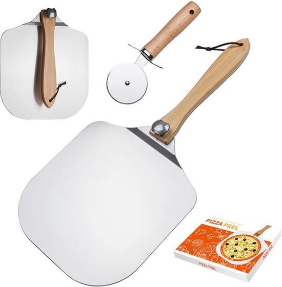 Foto: Pizzabakplaat hoogwaardige pizzabakset met pizzaschep en pizzaspatel perfect bakresultaat voor heerlijke pizza s