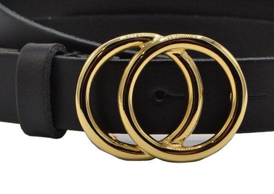 JOLIE CEINTURE DE 2,5 CM DE LARGE EN CROÛTE DE CUIR AVEC BOUCLE COULEUR OR. TAILLE 95
