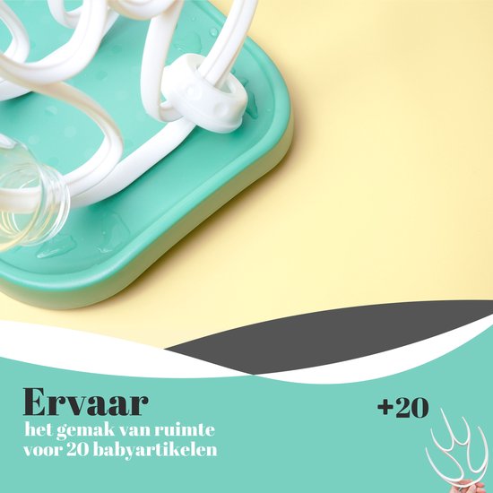Flouer Flessen Droogrek - Afdruiprek - Flessenrek Baby - Baby Flessen - Groen van FLO — afbeelding 3