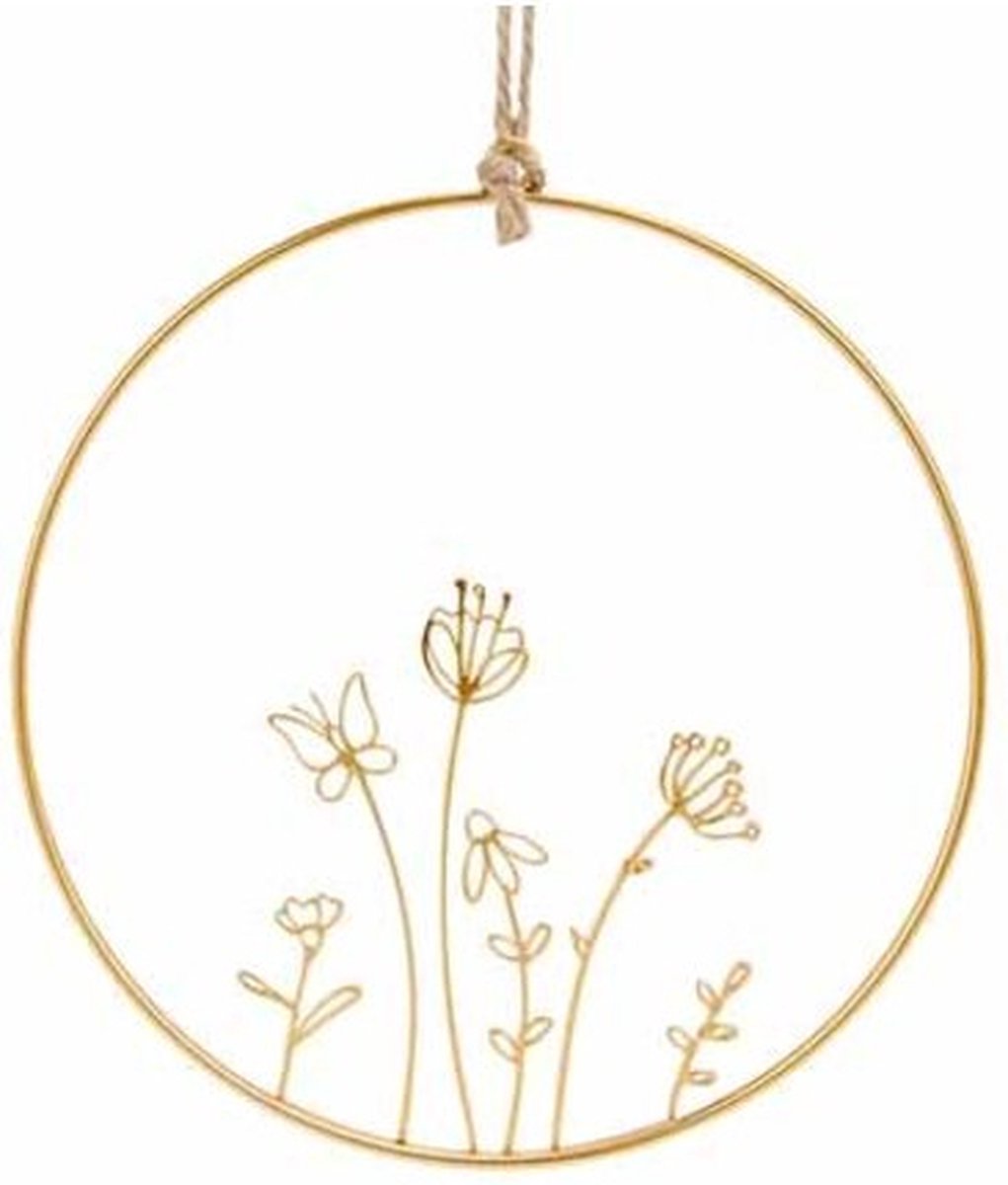 Cosy @ Home Hanger - bloemen/vlinders - Goud - dia.20cm