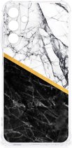 Back Cover Geschikt voor Samsung Galaxy A15 Smartphone hoesje met doorzichtige rand Marble White Black