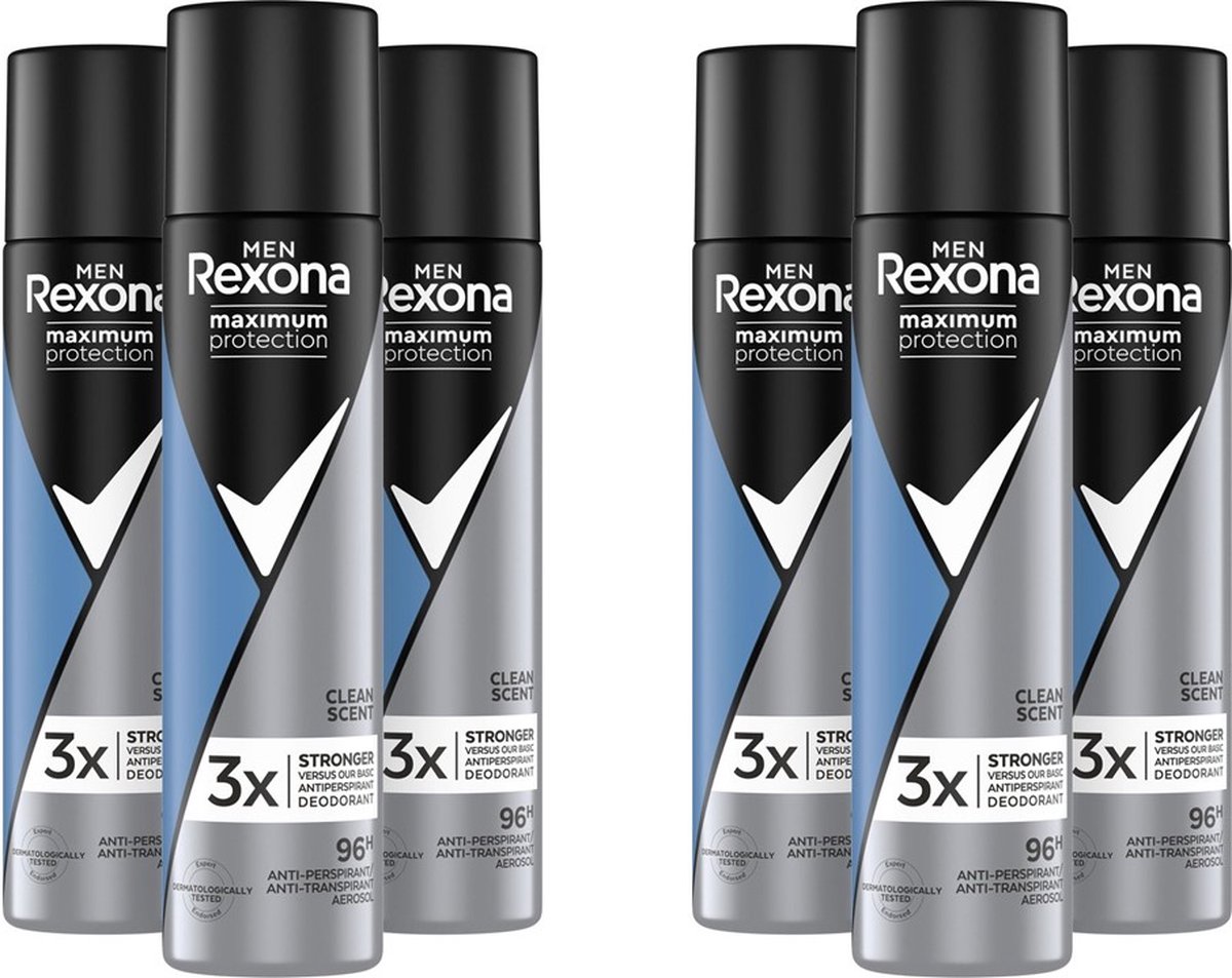 Goedkoopste Rexona Men Maximum Protection Clean Scent Deodorant - 6 x 100 ml - Voordeelverpakking