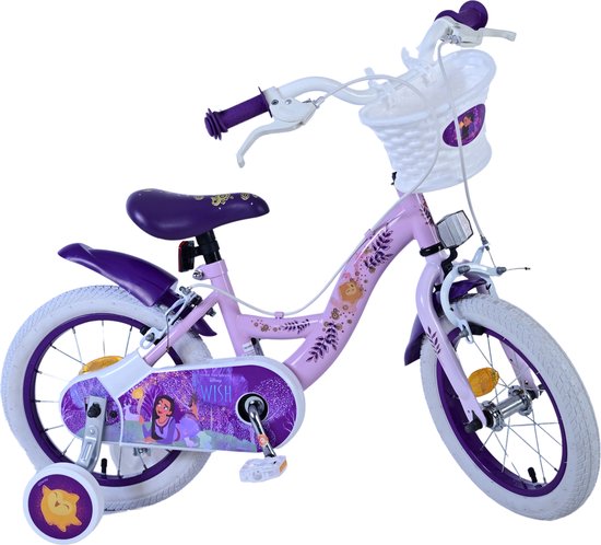 Vélo enfant Disney Wish - Filles - 14 pouces - Violet - Deux freins à main