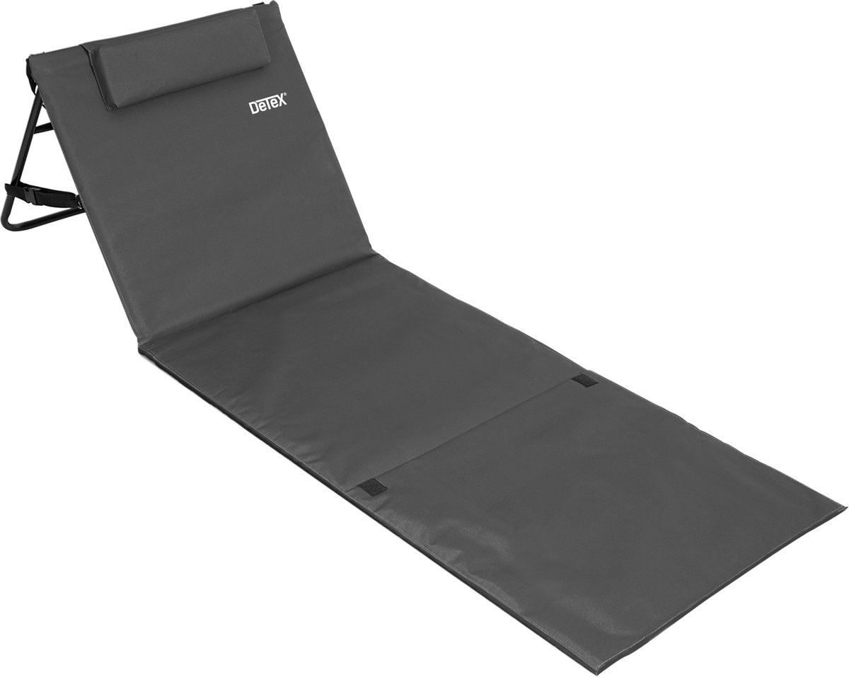Bol.com DETEX Opvouwbare Strandmat - Rugleuning Kussen Draagriem - Antraciet aanbieding