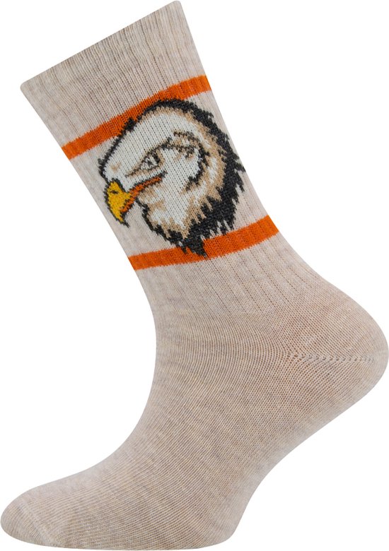 Chaussette Ewers - Couleur Beige/Sable & Aigle de Mer - Motif côtes - Rayures Oranje - Élastique-39/42