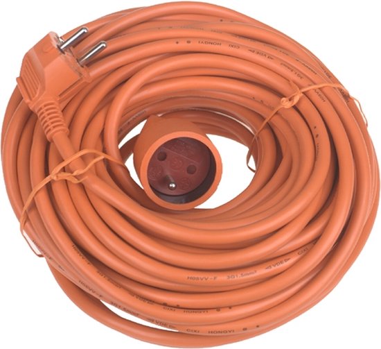 Rallonge électrique Orange 25m - 3500W - Prise Française - Câble PVC