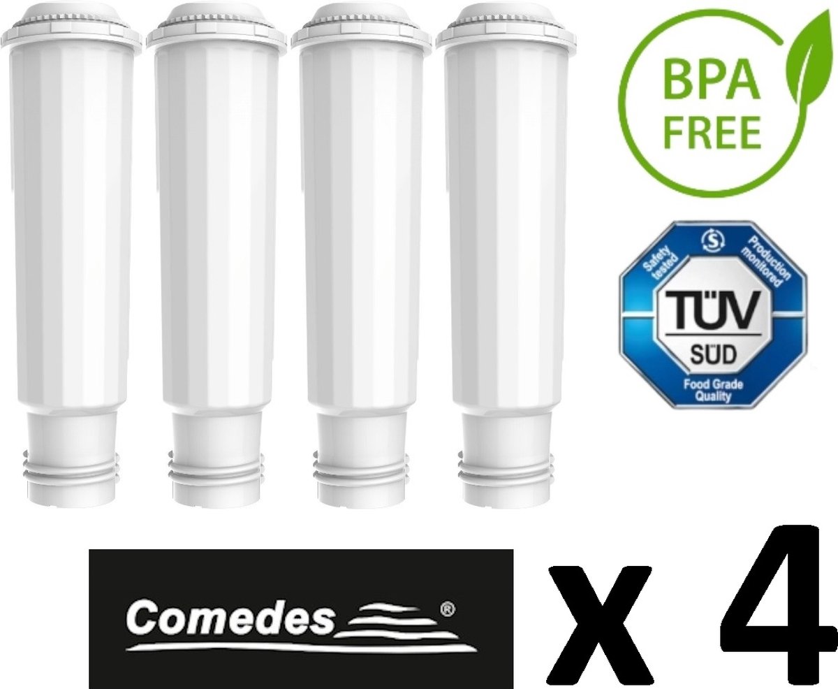 4 x COMEDES waterfilter voor Krups, Krups Espresso, Melita, Nivona Cafe Romatica, Surpresso, TK60001, TK64001, TK64F09, TK680001, TK68009, TK69001, TK69009, CompactTK5202