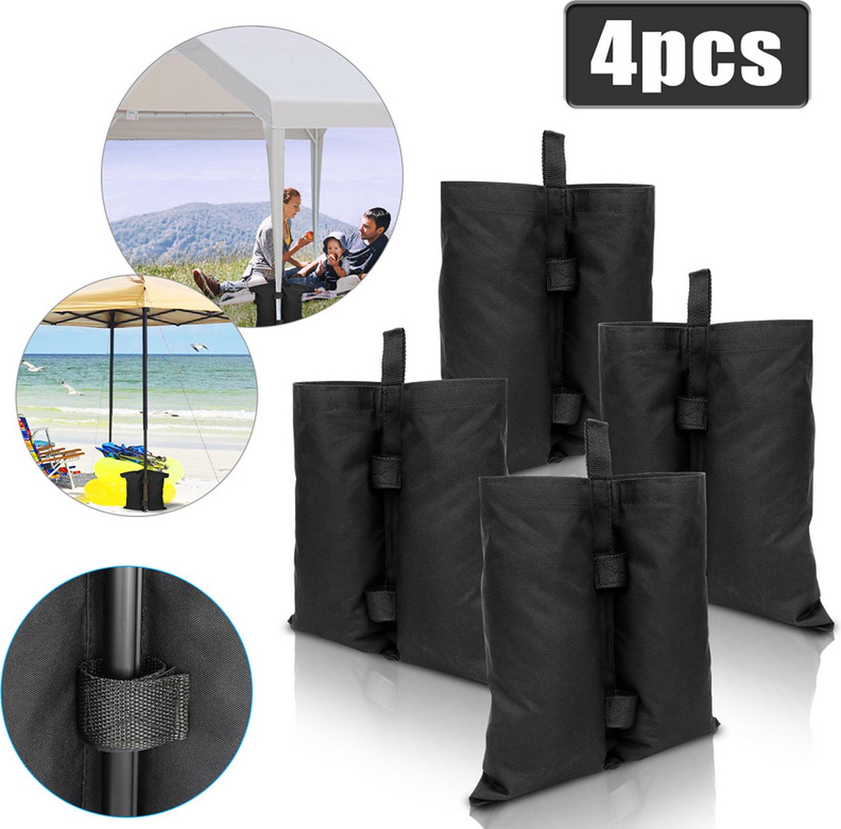 Gewichtszakjes voor parasol en partytent, 4 stuks, 11.5 kg per stuk, contragewicht, zandzakverzwaring voor stabiliteit.